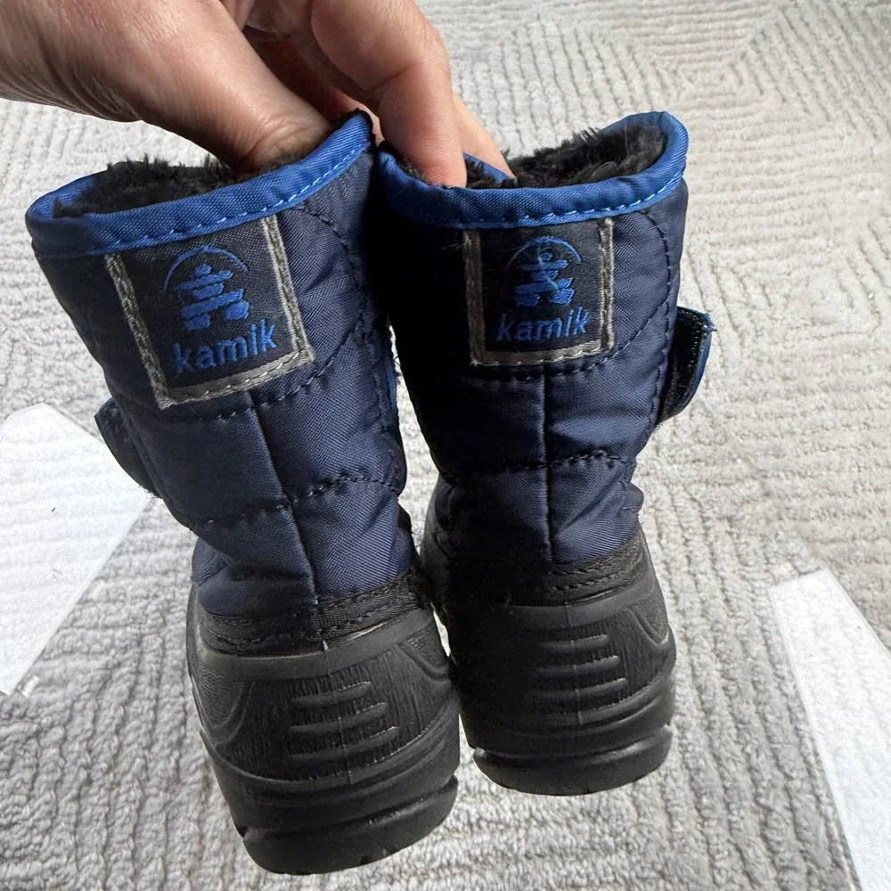 Kamik Winter Snow Boots Toddler Boys Size 6 Navy Blue Waterproof Insulated Strap